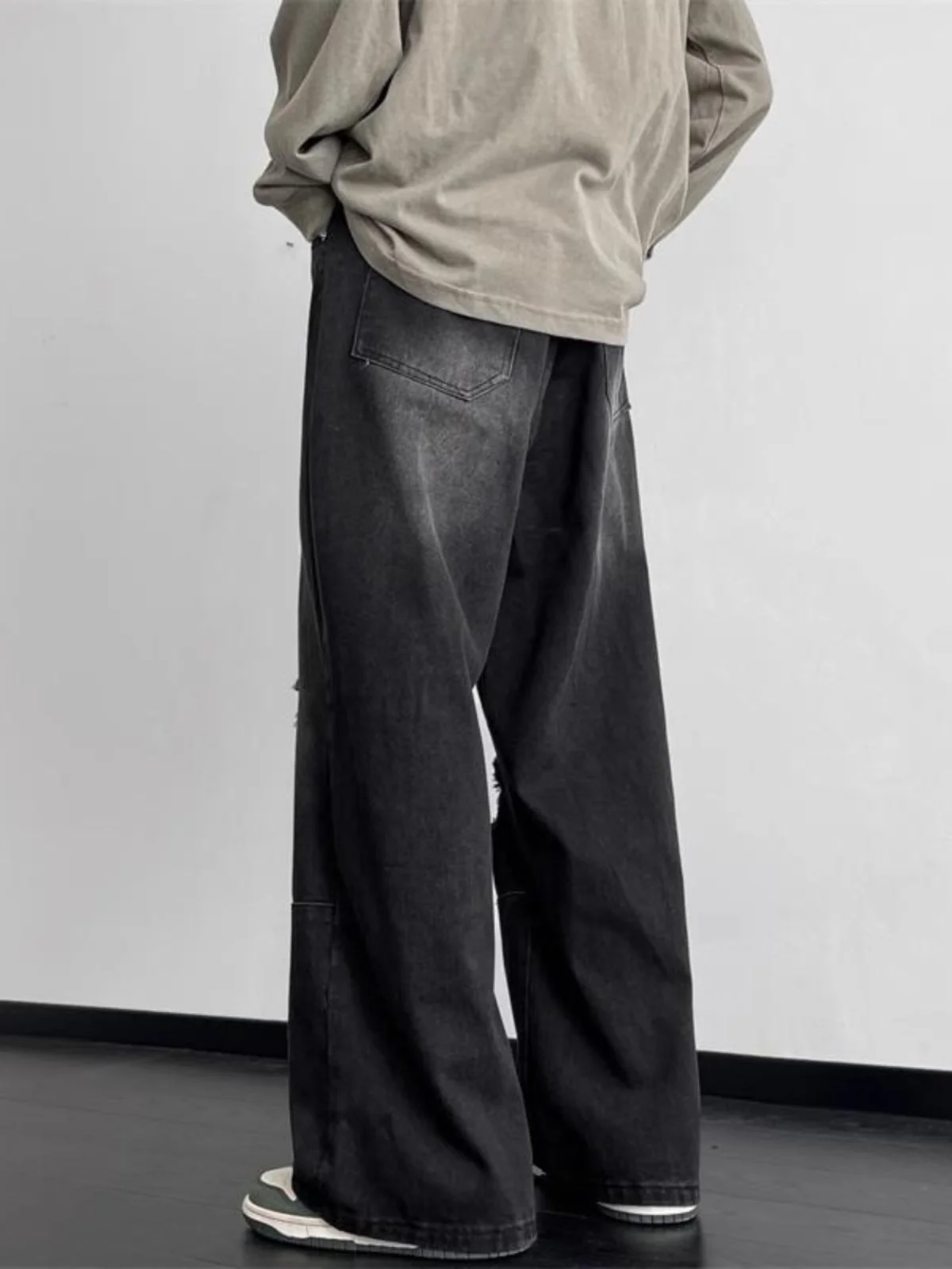 ウェイド・ブラ・イー デニムジーンズ メンズ レディース ルーズ ストレート ワイドレッグパンツ ヴィンテージ アメリカン ハイストリート スレ ターンド ドラ ウィメンズ...