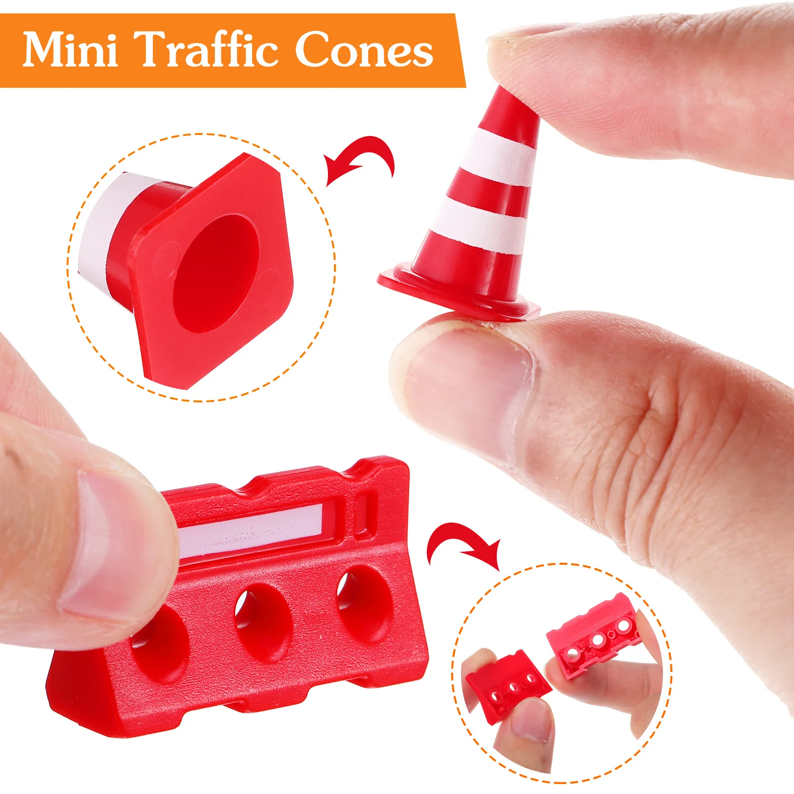 

24pcs Road Sign Barricade Toys Mini Traffic Cones Playset for Kids Street Signs Pretend Play Outdoor Teaching Tools Plastic
