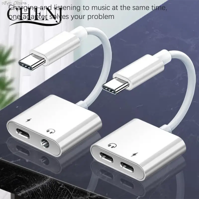 Type C Adapter USB C to 3. 5 mm Jack Audio Charger Splitter Type C Converter Charging Cable Extension Earphone Adapter 1pc