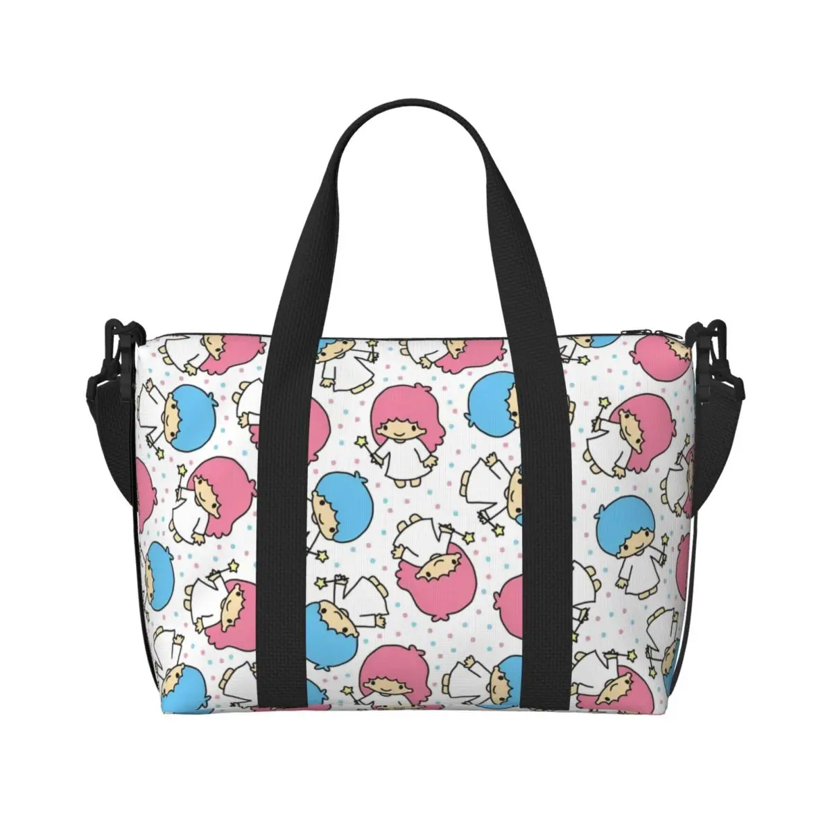 

Custom Sanrio Little Twin Stars Cartoon Tote Bag Women Large Capacity Lala Anime Kawaii Kiki Beach Gym Shoulder Travel Bag