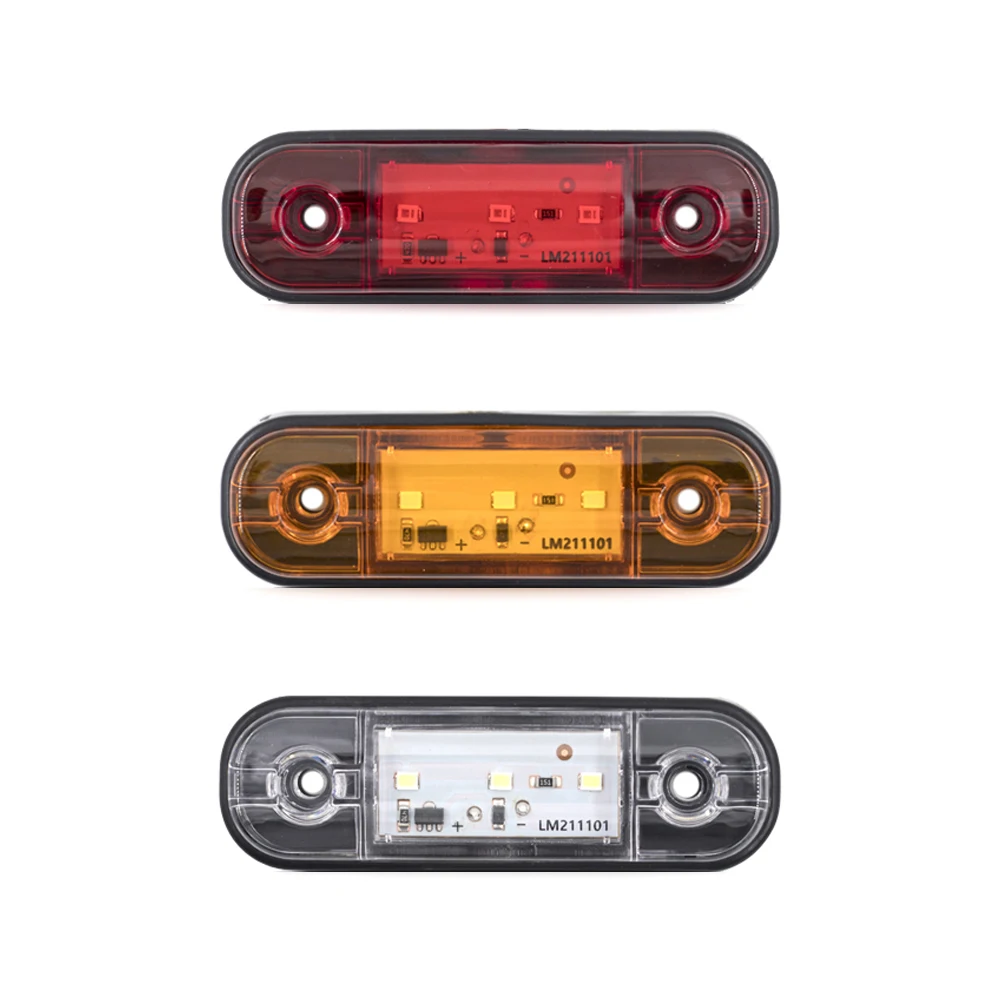 6x/10x 12V 24V 3 LED External Side Marker Warning Light Oval Clearance Signal Trailer Truck Lamp Car Orange White Red Waterproof