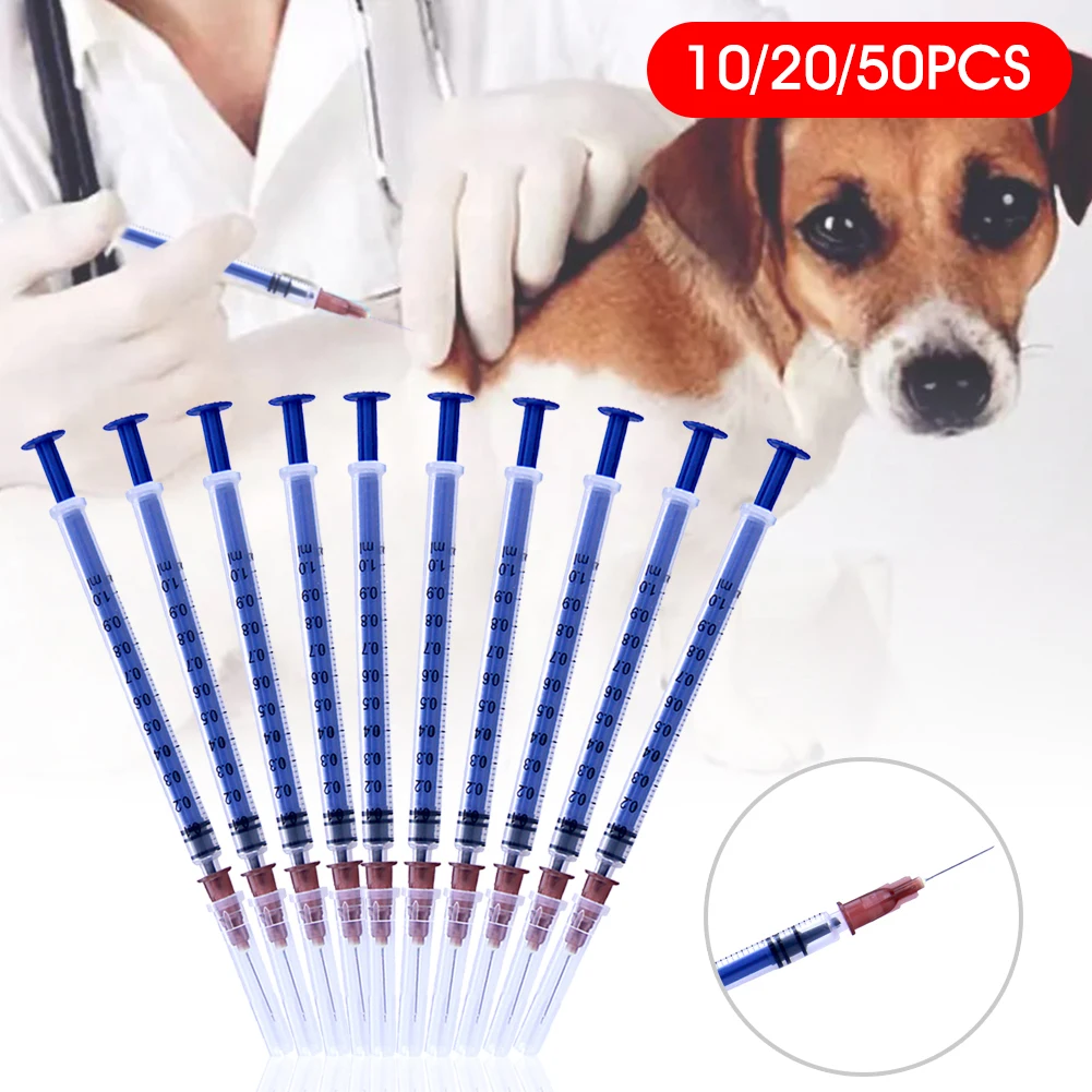 10/20/50Pcs Disposable Syringe With Needle 1ML Sterile Individual Package For Scientific Lab Refilling Feeding Liquid Measuring