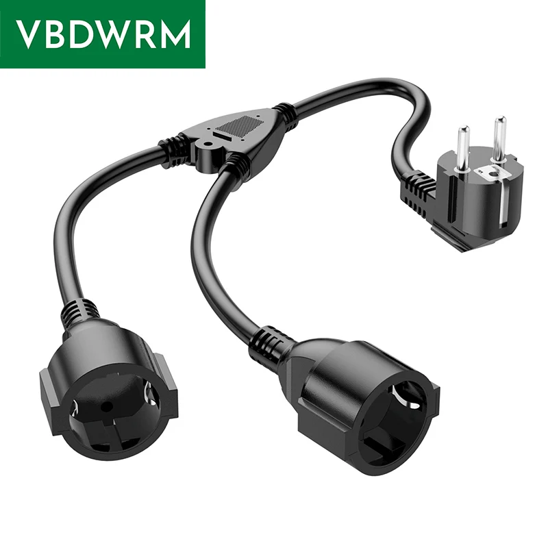 

EU Power Splitter Cord 1X2 European EU Power Splitter Extension Cord Euro CEE7 Schuko to dual Female Schuko Extension Power Cord