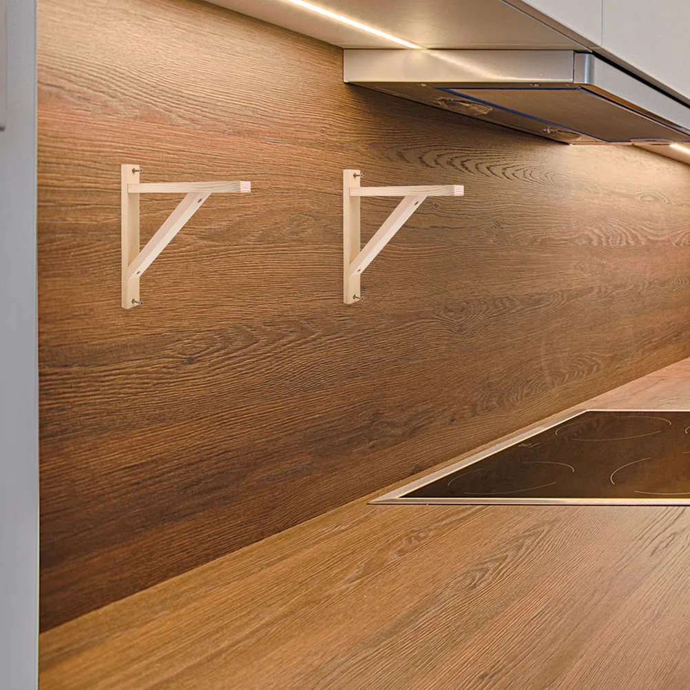 

3Pcs Triangle Shelf Brackets Solid Wood Wall Mounted Support for Floating Shelves Decorative Wood Bracket Storage Display Home