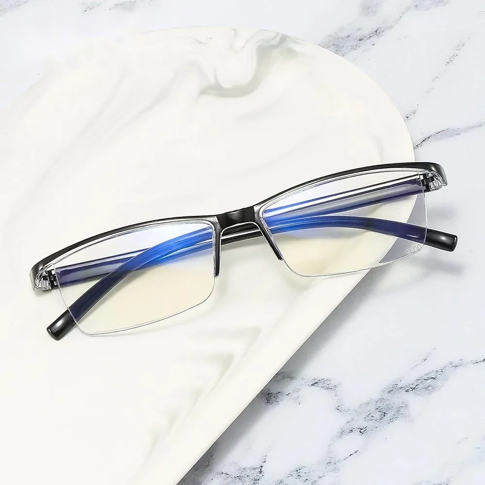 2024 Lightweight Small Frame Presbyopia Glasses Business Finished Eyebrow Glasses Spring Leg Anti Blue Light Reading Eyewear