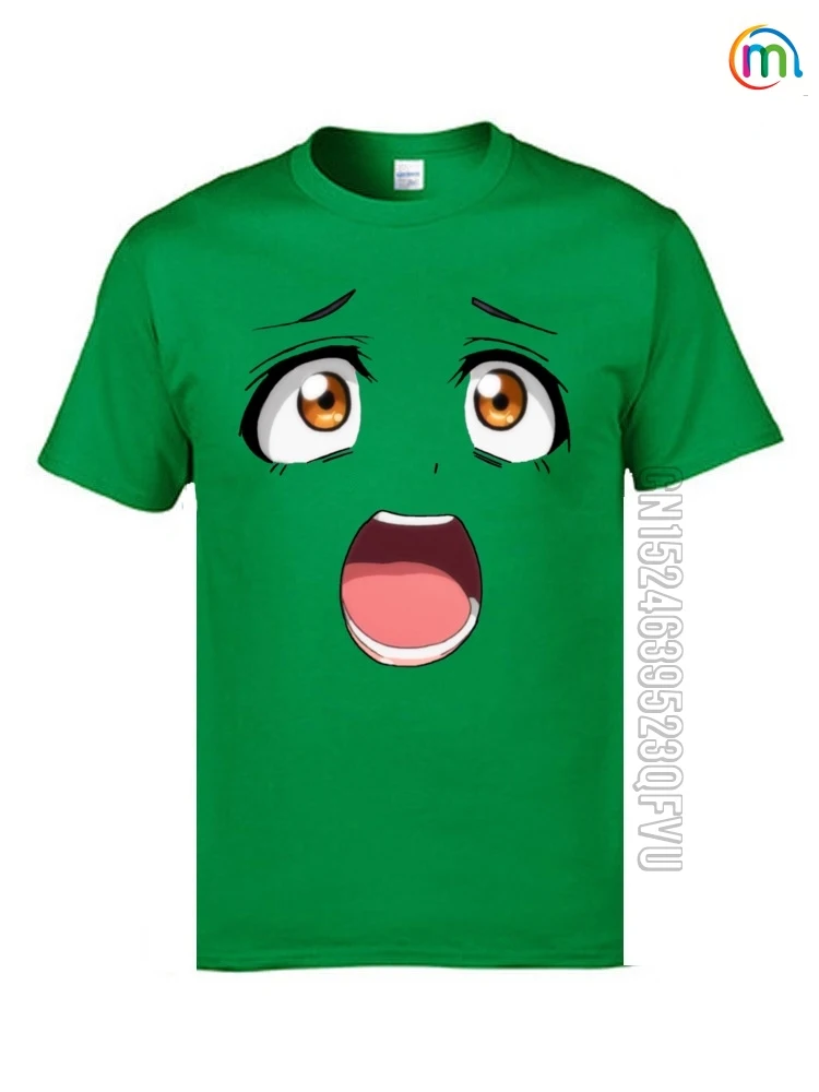

Love Smile Ahegao Adorable Phiz Face T Shirts Japan Anime Harajuku Popular Tshirts 100% Cotton Green Funny T-Shirts Best Gift