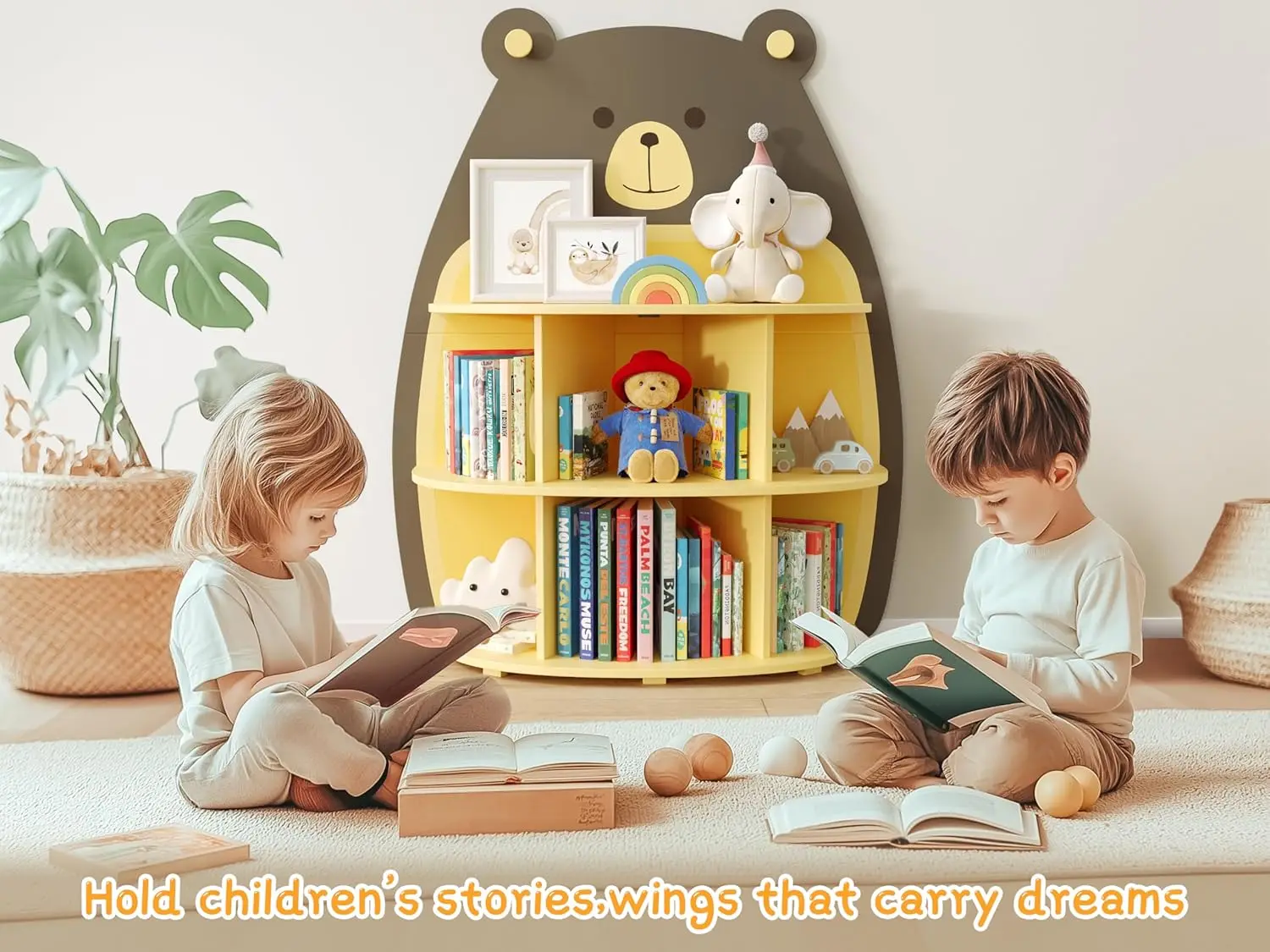 Wood Kids Bookcases and Toy Storage, Unique & Adorable Bookshelf for Kids Room and Reading Corner,Creativity Kids Cabinets