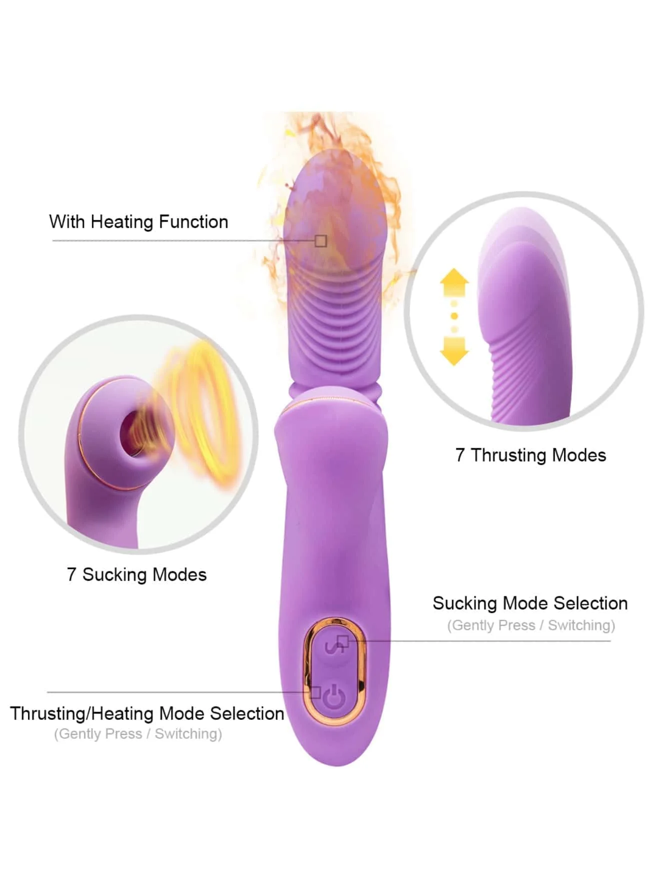 3in1 Heating Rabbit Vibrator Women Clitoris G-Spot Stimulator Powerful Sucking Thrusting Dildo Wand Sex Toys For Couples Massage