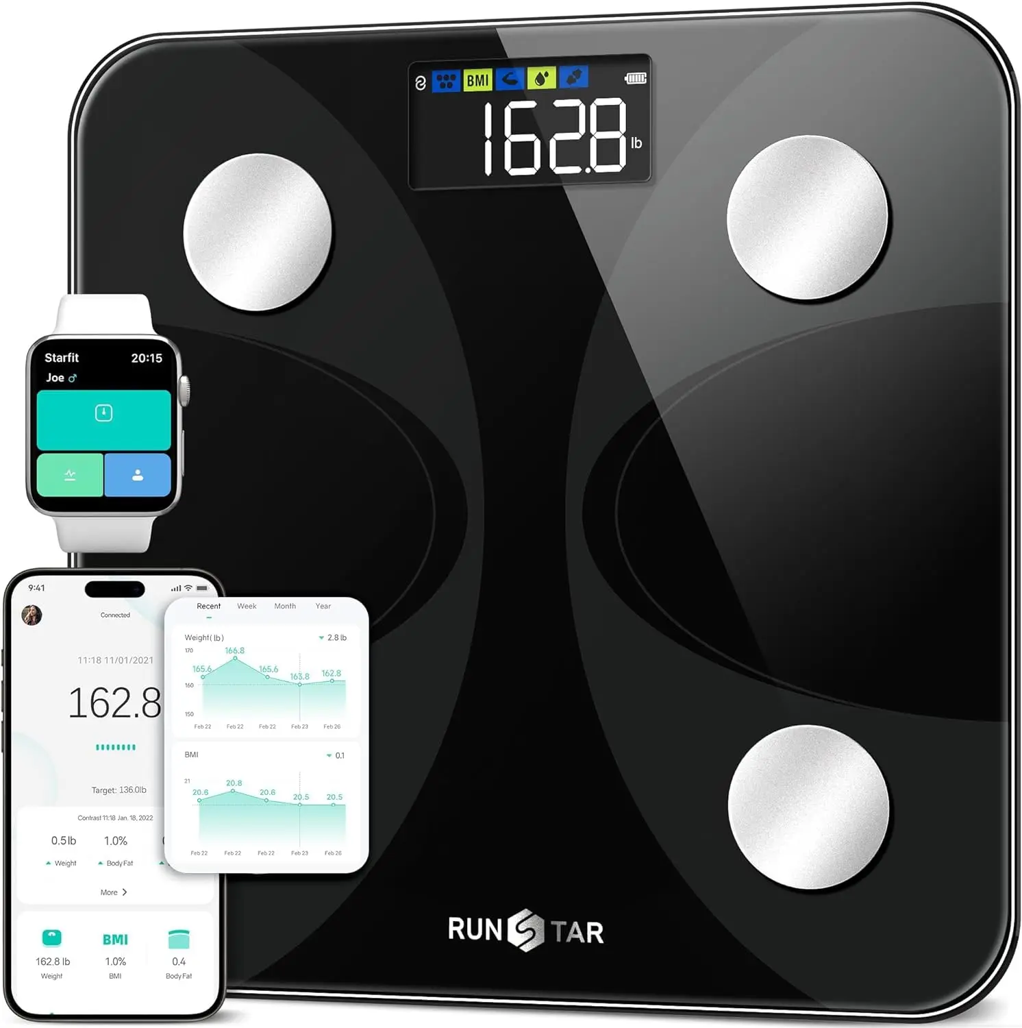 

Smart Bathroom Scale with Body Fat Analysis, Large Display & App Sync, FSA/HSA Eligible
