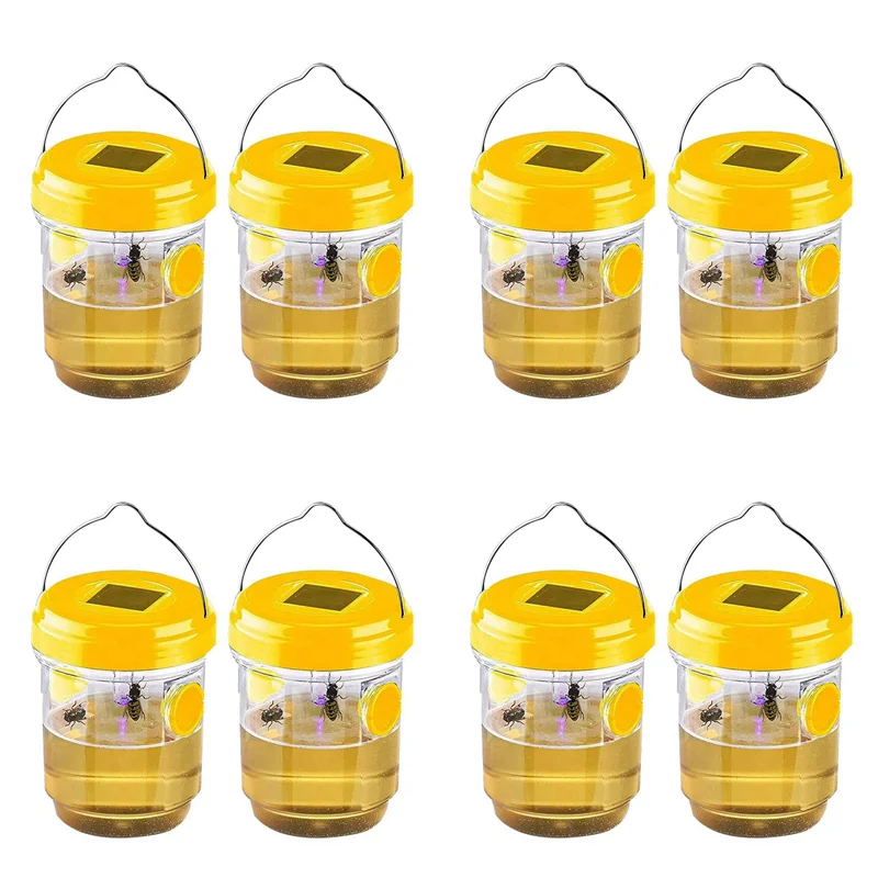 

8 Pack Solar Wasp Trap Outdoor Hanging,Wasp Cather Hanging With Light For Yellow Jackets,Hornets,Bee,Wasp Traps-AT36