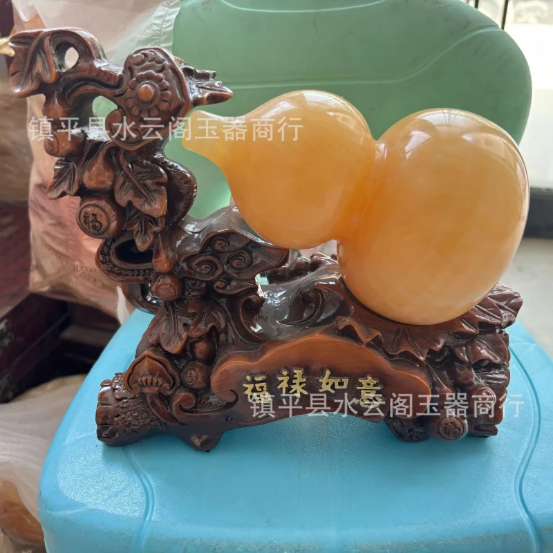 

Beige Jade Fortune Gourd Ornament Jade Gourd Decoration Home Living Room TV Cabinet Ornament Entrance Decoration Craft Gift