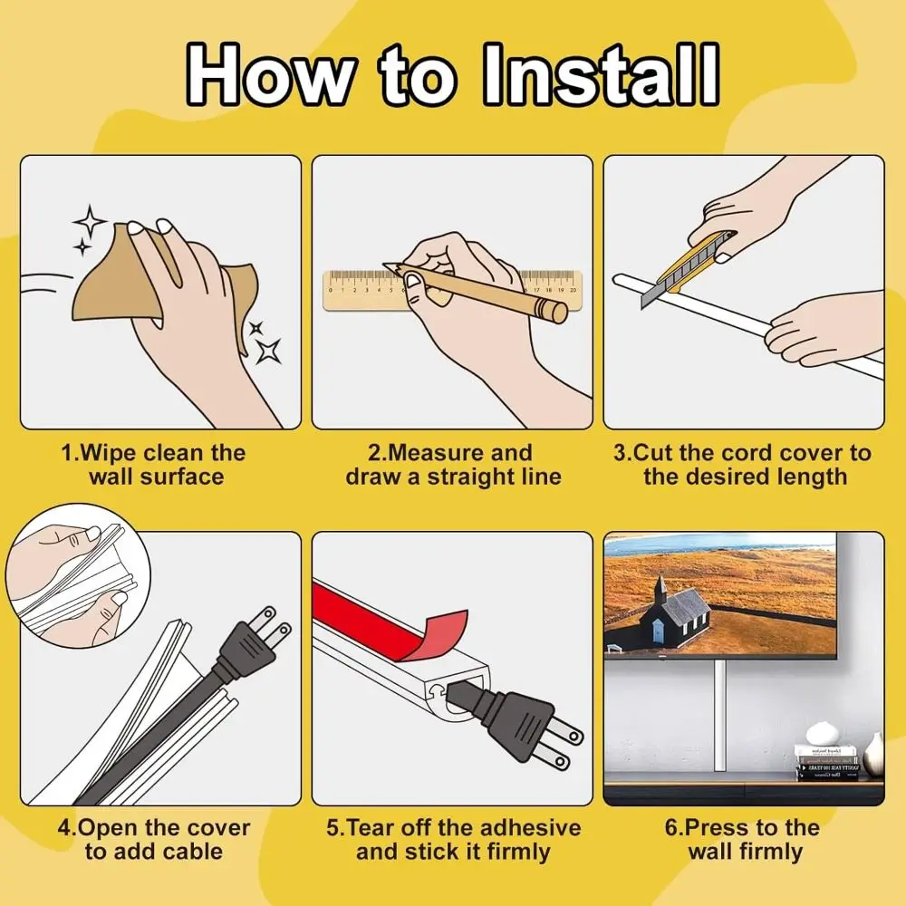 Professional Self-Adhesive Wall Cord Hider Raceway 1m Wire Cover Wall Mount Flexible Cable Concealer Home Office