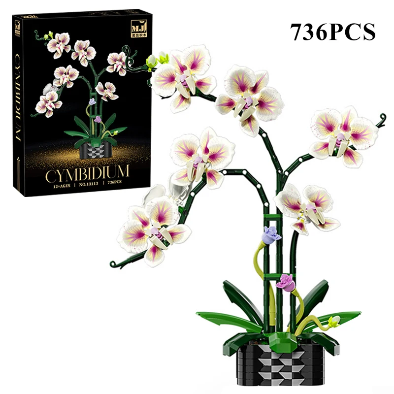 Creatieve Orchidee Cymbidium Eeuwige Bloemen Potplant Bouwstenen Simulatie Phalaenopsis DIY Bricks Speelgoed Valentijnsdag Cadeau