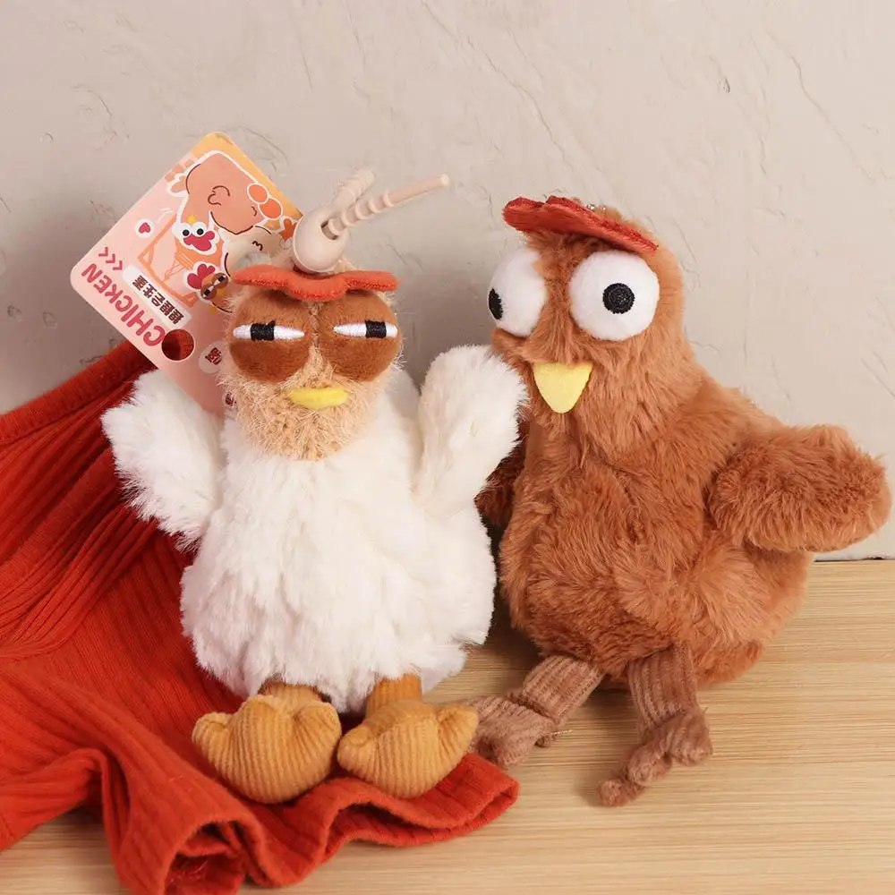 Engraçado borracha de pelúcia frango chaveiro dos desenhos animados simulação galinhas chaveiro metal boneca ovo-pintura animal chave titular presente