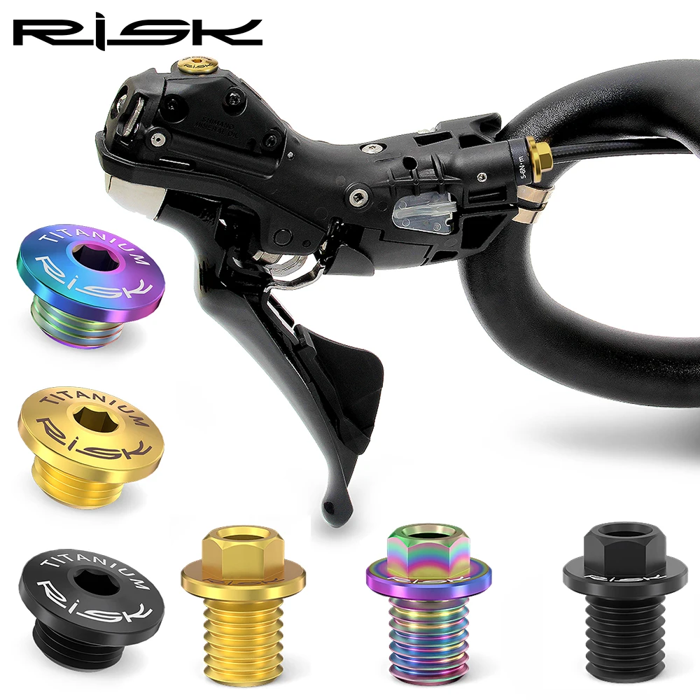 2pcs RISK Road Bike Shift Shifter Lever Oil Bleed Bolt  Screw Titanium Disc Brake Cable Hose Locking Bolts For Shimano