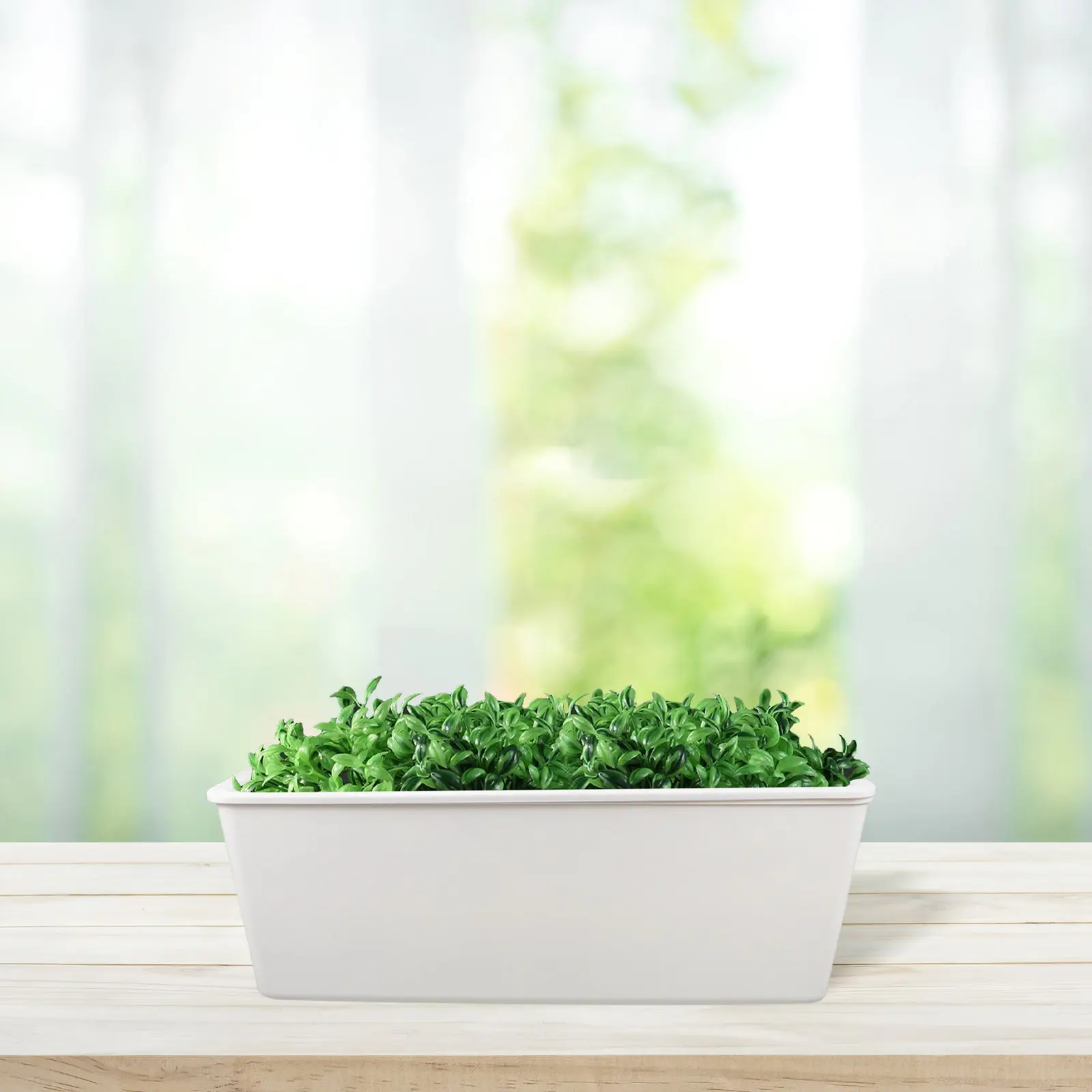 Trendy Narrow Rectangular Planter Box for Balcony Windowsill Indoor Outdoor Plants Vegetable Herb Flower Pot Wall Mount Plastic view 2