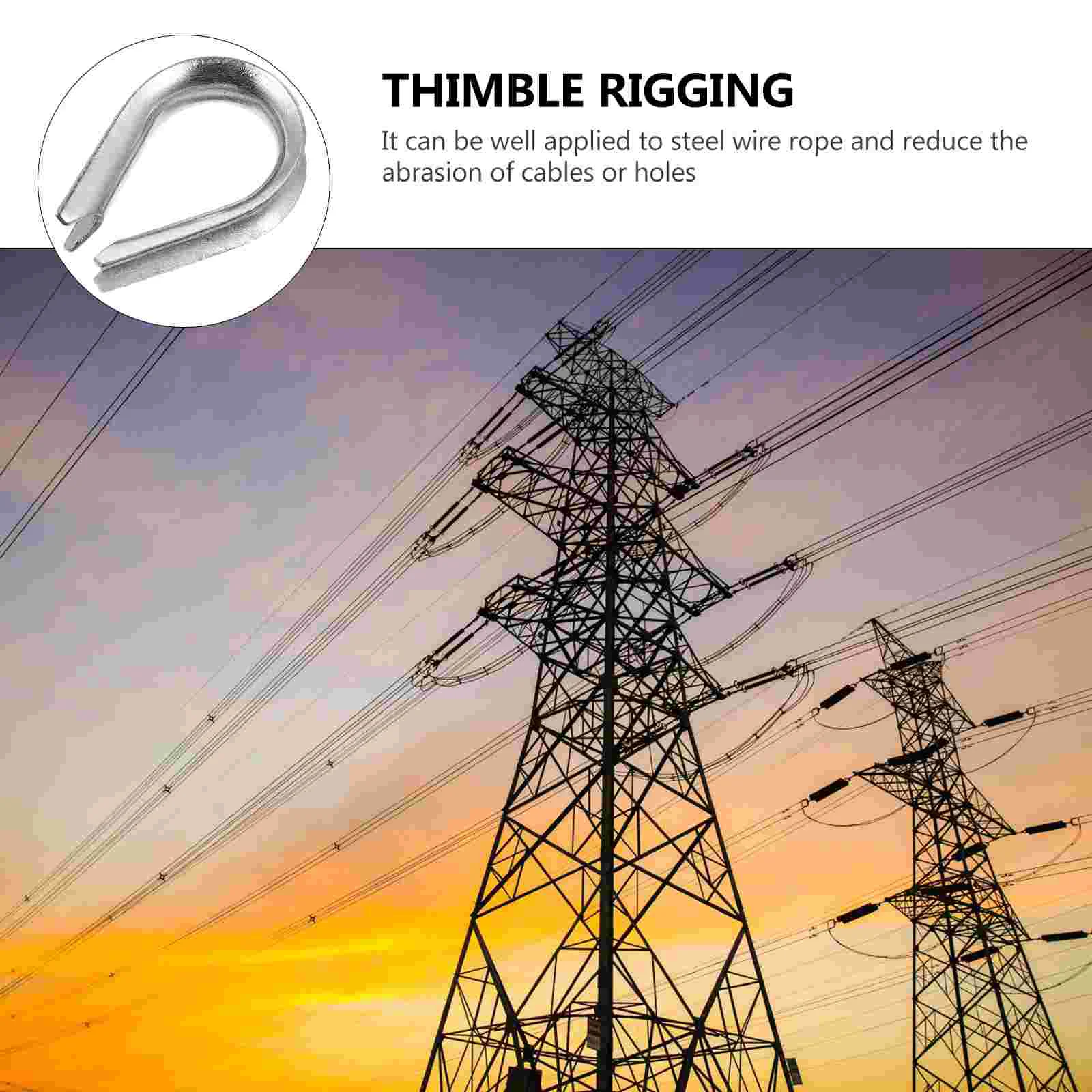 20 Pcs Cable Thimble Wire Rigging Rope Sleeves Fixing Workpiece Stainless Steel Fasteners Silver