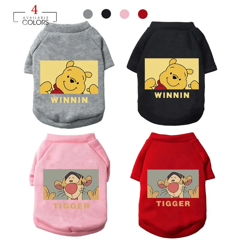 Disney Winter Pet Dogs Clothes Cute Winnie The Pooh Dogs Hoodies Cotton Plus Warm For Small Medium Dogs Clothing French Bulldog