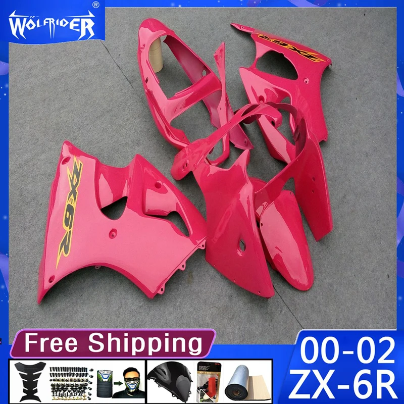 Motorcycle ABS plastic fairings Kit for ZX6R 00 01 02 ZX-6R 2000-2002 Motorbike pink yellow fairing Manufacturer Customize cover