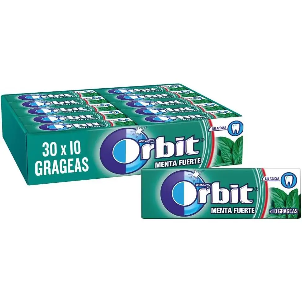 Orbit Chicles Sin Azúcar Sabor menta fuerte y eucalipto  (30 x 10 chicles)-Orbit Arándanos-Orbit Sandia
