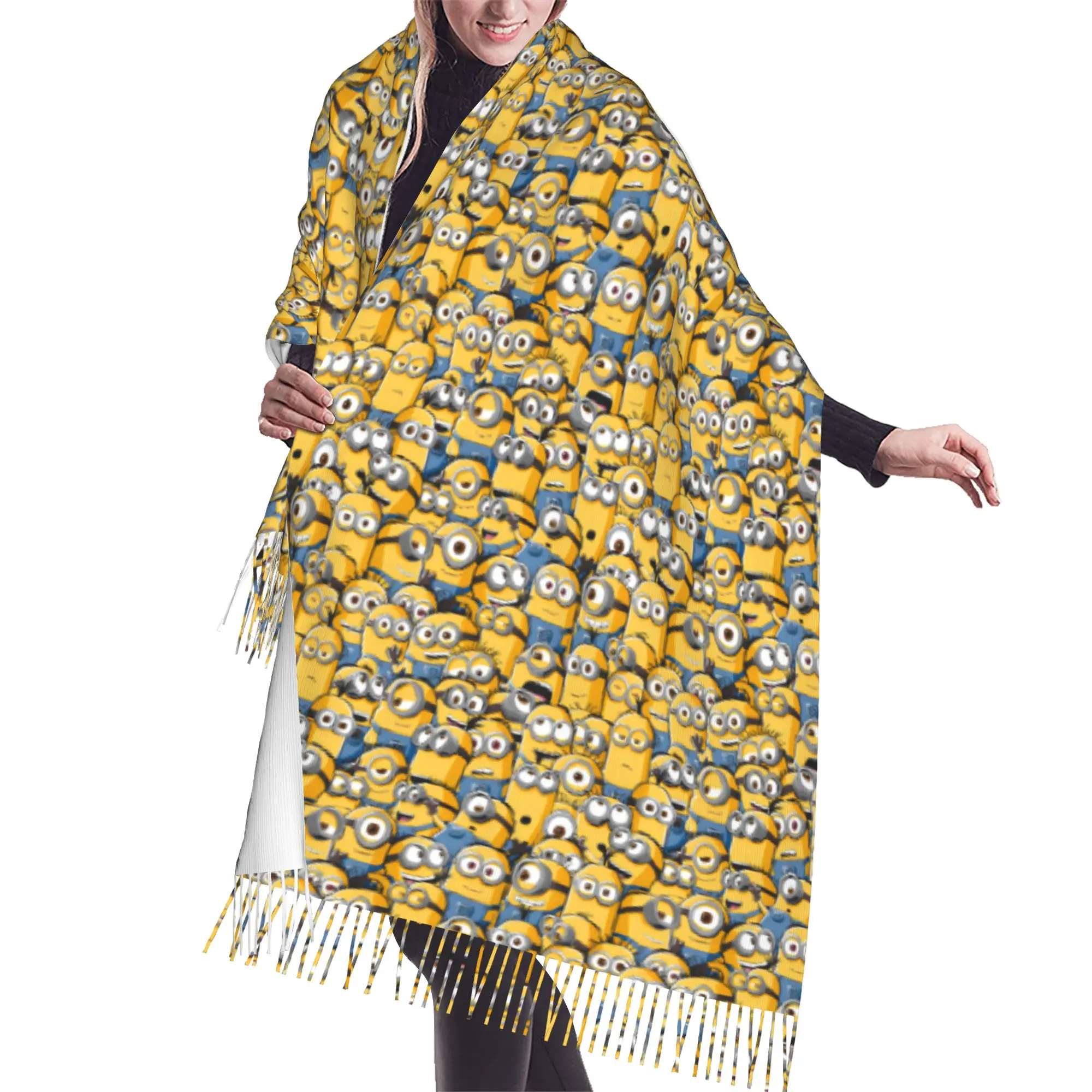 Custom Print M-Minioned Anime Scarf  Men Women Winter Fall Warm Scarves Manga Cartoon Shawl Wrap