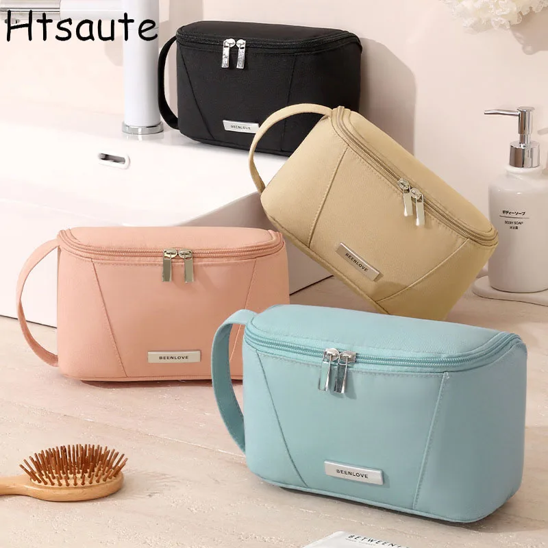 Portable polyester Men Toiletry Bags Waterproof with Hanging Hook Cosmetic Storage Bag Handheld With Handle Makeup Bag Business