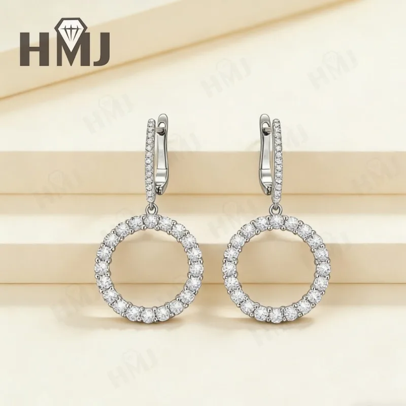 

Hoop Earrings 2.6CT D White/Black/Champagne/Vivid blue Round Moissanite S925 Silver Plated for Fishion Party Gift Hypoallergenic