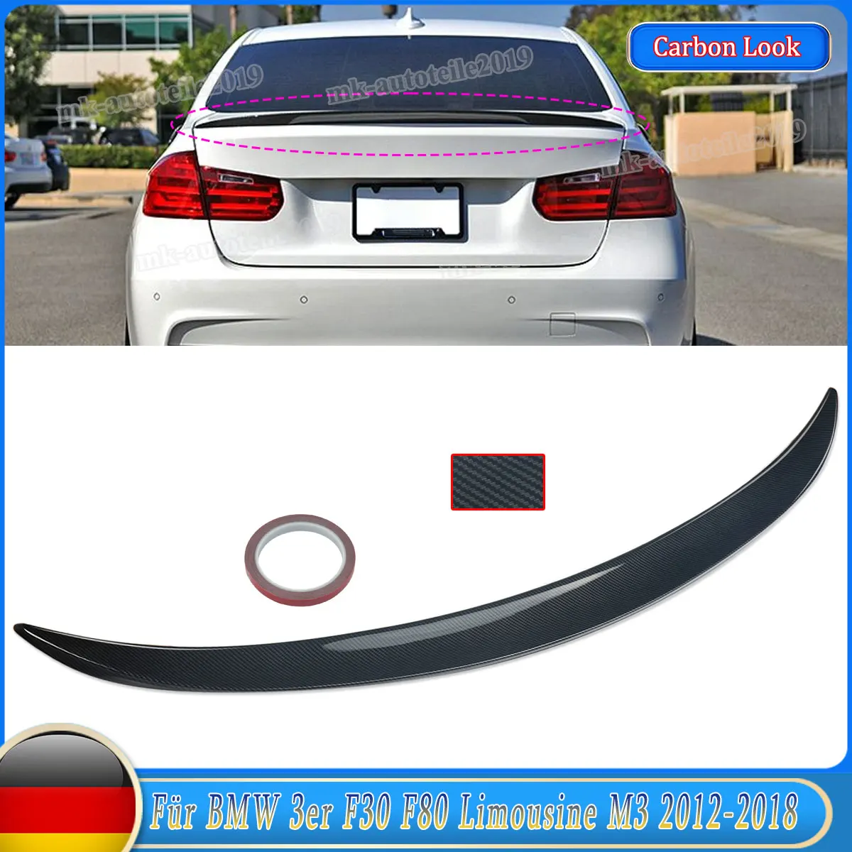 

Carbon Fiber Look MP Style Rear Trunk Spoiler Wing For BMW F30 M3 F80 2012-2018 Rear Tail Wings Magickit