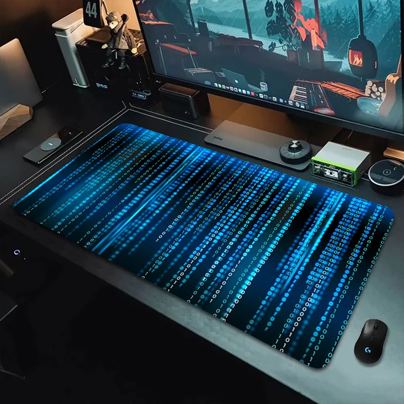 Matrix Binary Code Floor Mat 80x30cm XL Lockedge Office Computer Desk Mat Table Keyboard Big Mouse Pad Laptop Cushion Non-slip