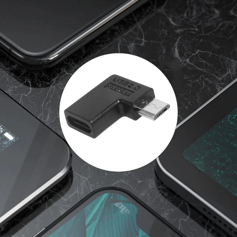 90 度角度付きマイクロ USB 充電アダプター、さまざまなデバイス用の MicroUSB TypeC コンバーター、480Mbps データ転送