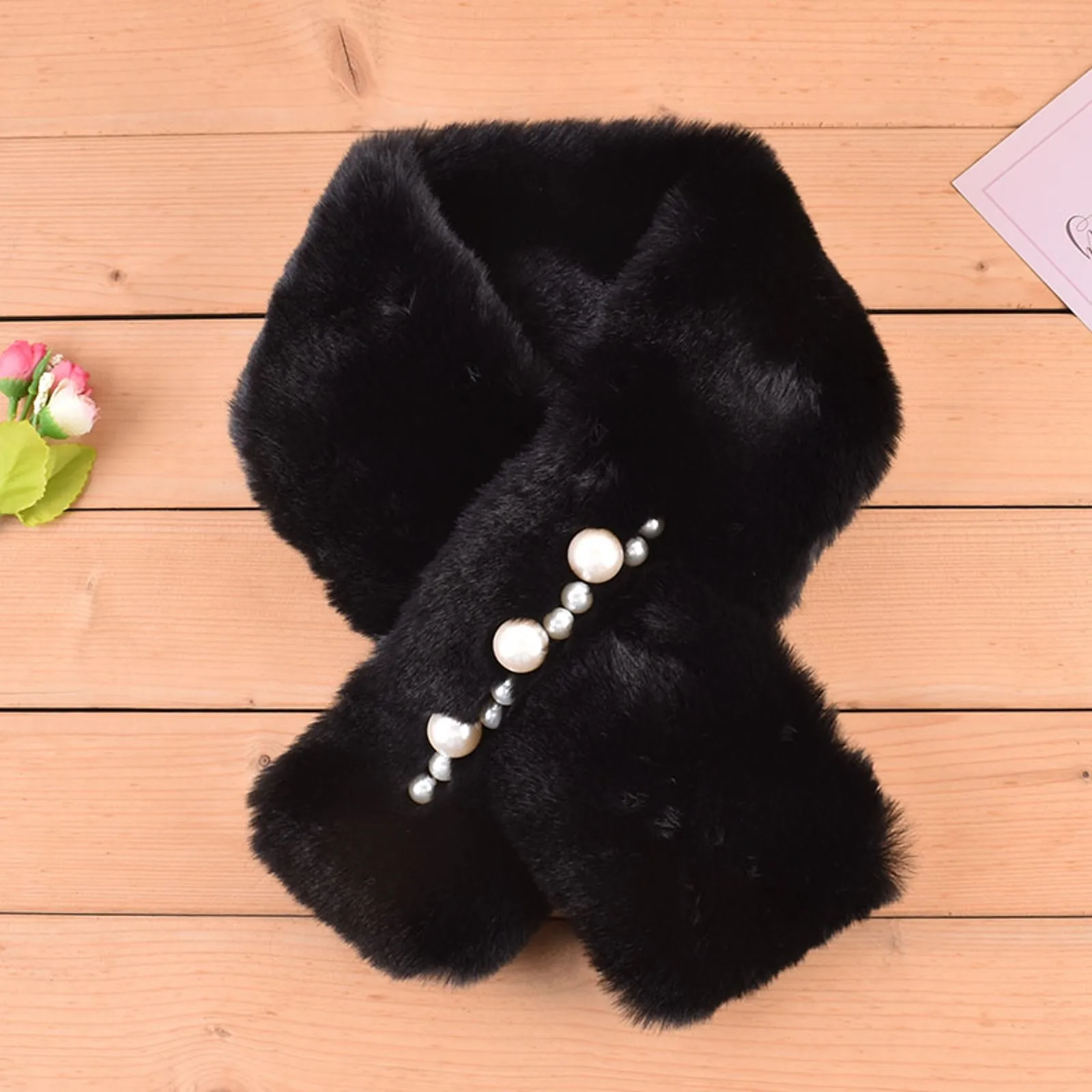 Plush Cross Scarf Faux Rabbit Fur Thickened Soft Scarves Solid Color Autumn Winter Cold Resistant Women Neck Warmer Collar Scarf