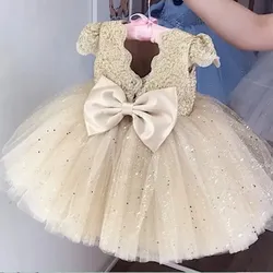 12M Baby Girl Baptism Princess Gown Infant One Year Birthday Party Clothes Eid Embroidery Sequin Flower Girl Wedding Dresses