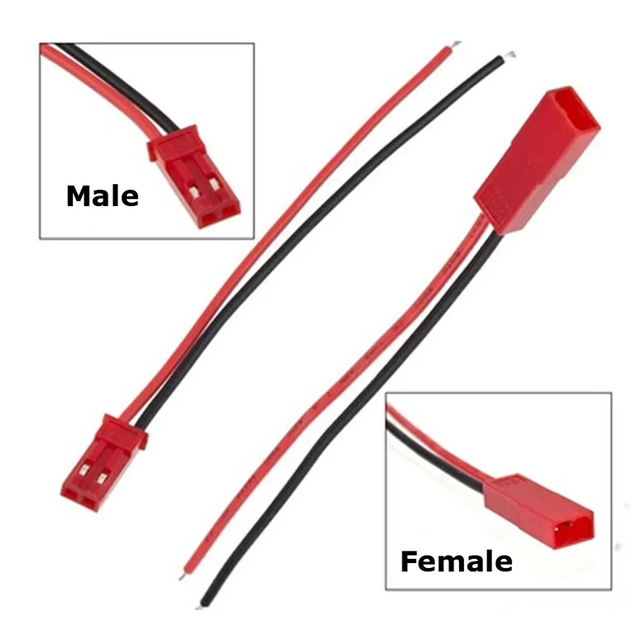 10 Pairs=20 Pcs 100mm 2 Pin JST Plug Connector Male+Female Plug Connector Cable Wire for RC Toys Battery LED Lamp