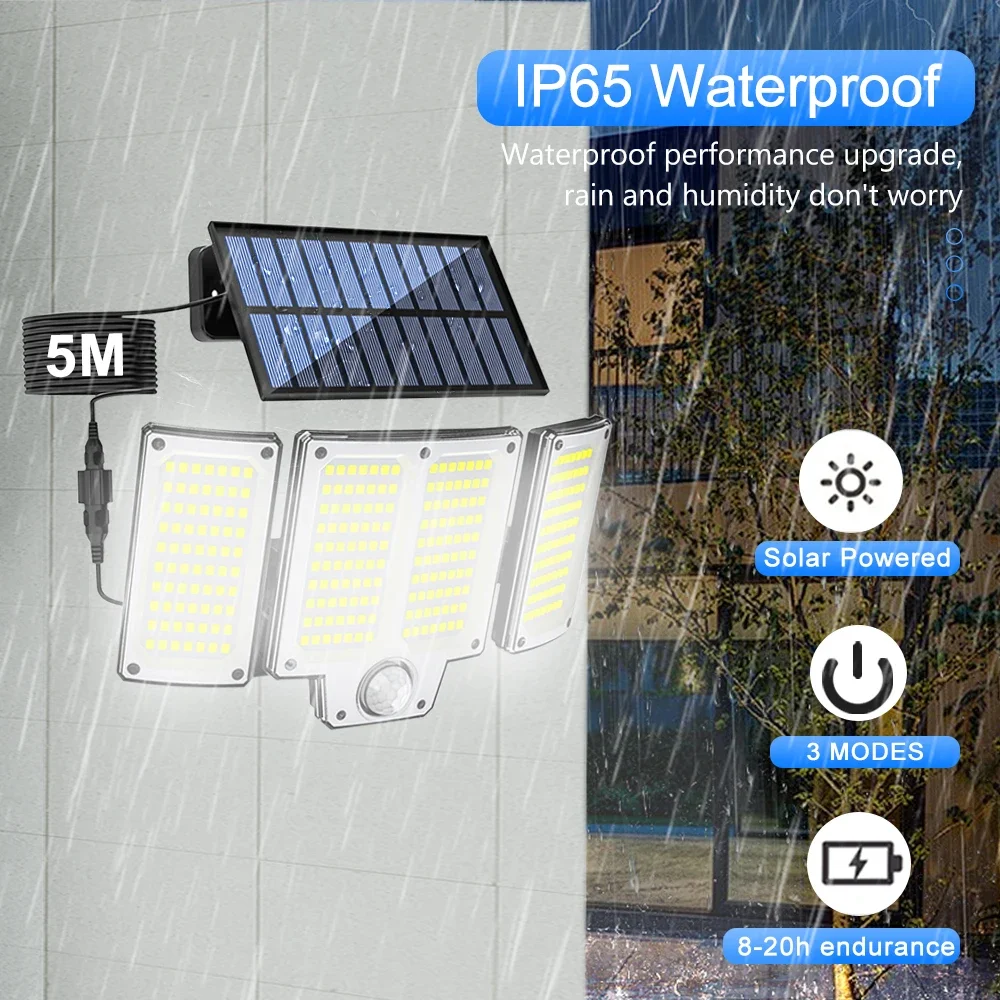 280/234/106 LED Solar Wall Lights Outdoor Motion Sensor Solar Flood Street Lamp with Adjustable Lighting Head For Street Gardens