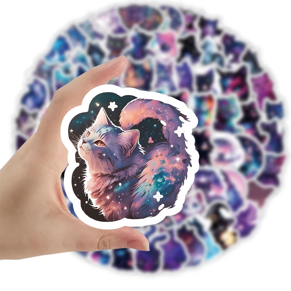10/30/50/100pcs Colorful Galaxy Starry Sky Cat Stickers Cute Cartoon Creative Sticker DIY Water Bottle Luggage Phone Decals Toy