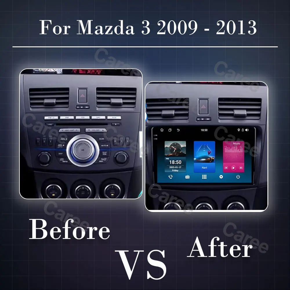 Car Radio for Mazda 3 2009 2010 2011 2012 2013 Android 14 Multimedia Player 4G GPS Navigation Carplay DVD Head Unit No 2 Din BT