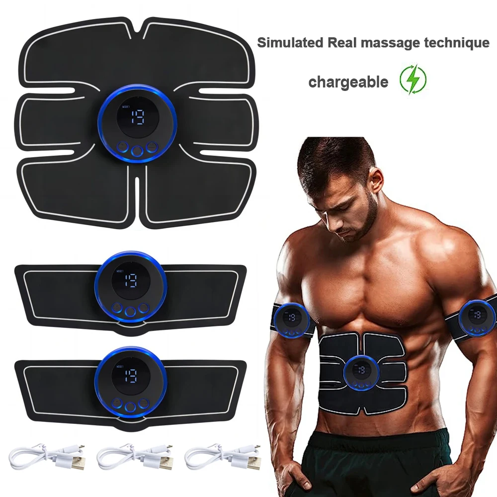 USB Rechargeable Électrique Masseur Sans Fil Abdominale Fitness Patch Corps Façonner Masseur Écran LCD Sans Fil Bras Formateur