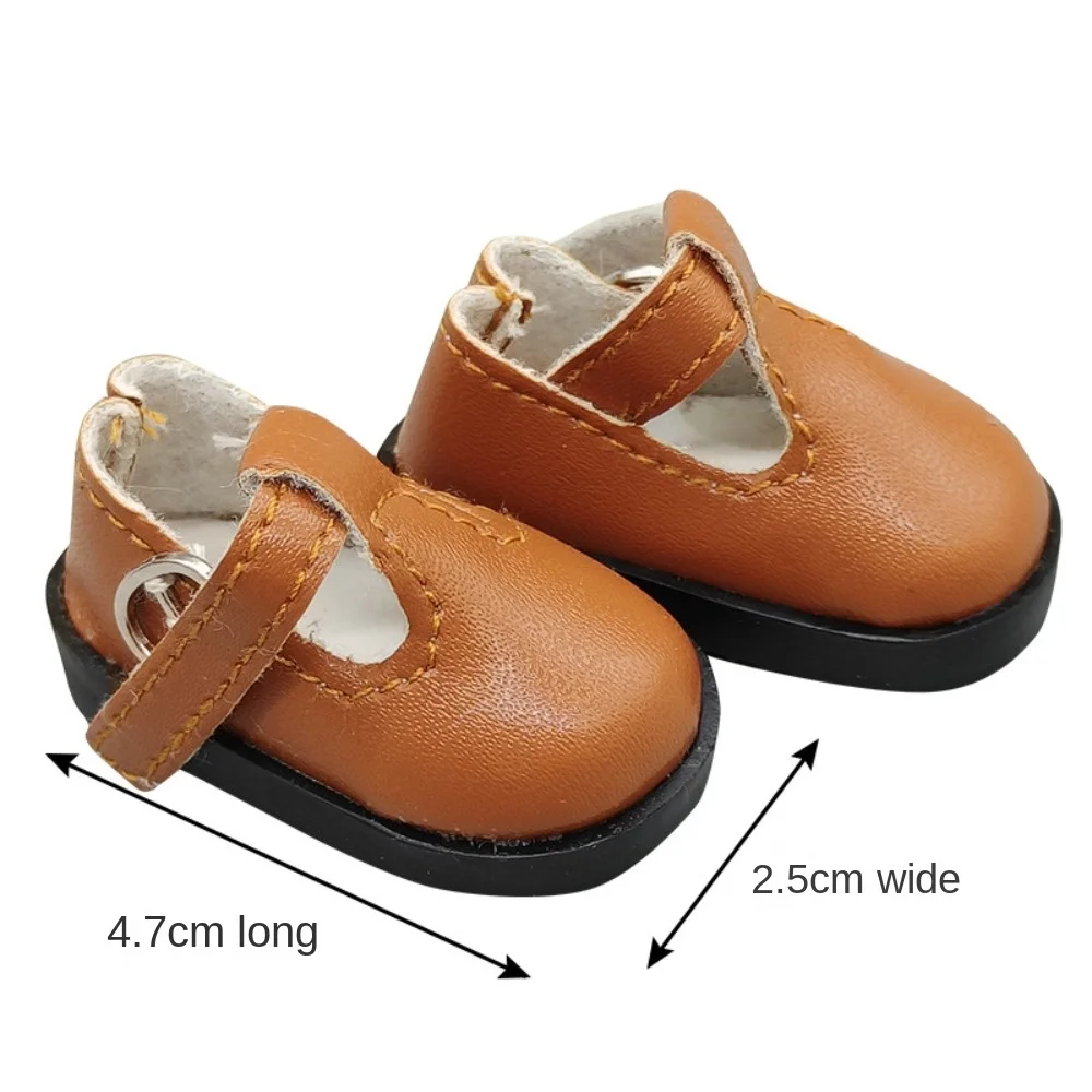 Fashion Flat Bottomed Toy Shoes Leather 4.7cm X 2.5cm Doll Shoes Bottomed Glossy DIY Mini Shoes 1/6 Point Doll