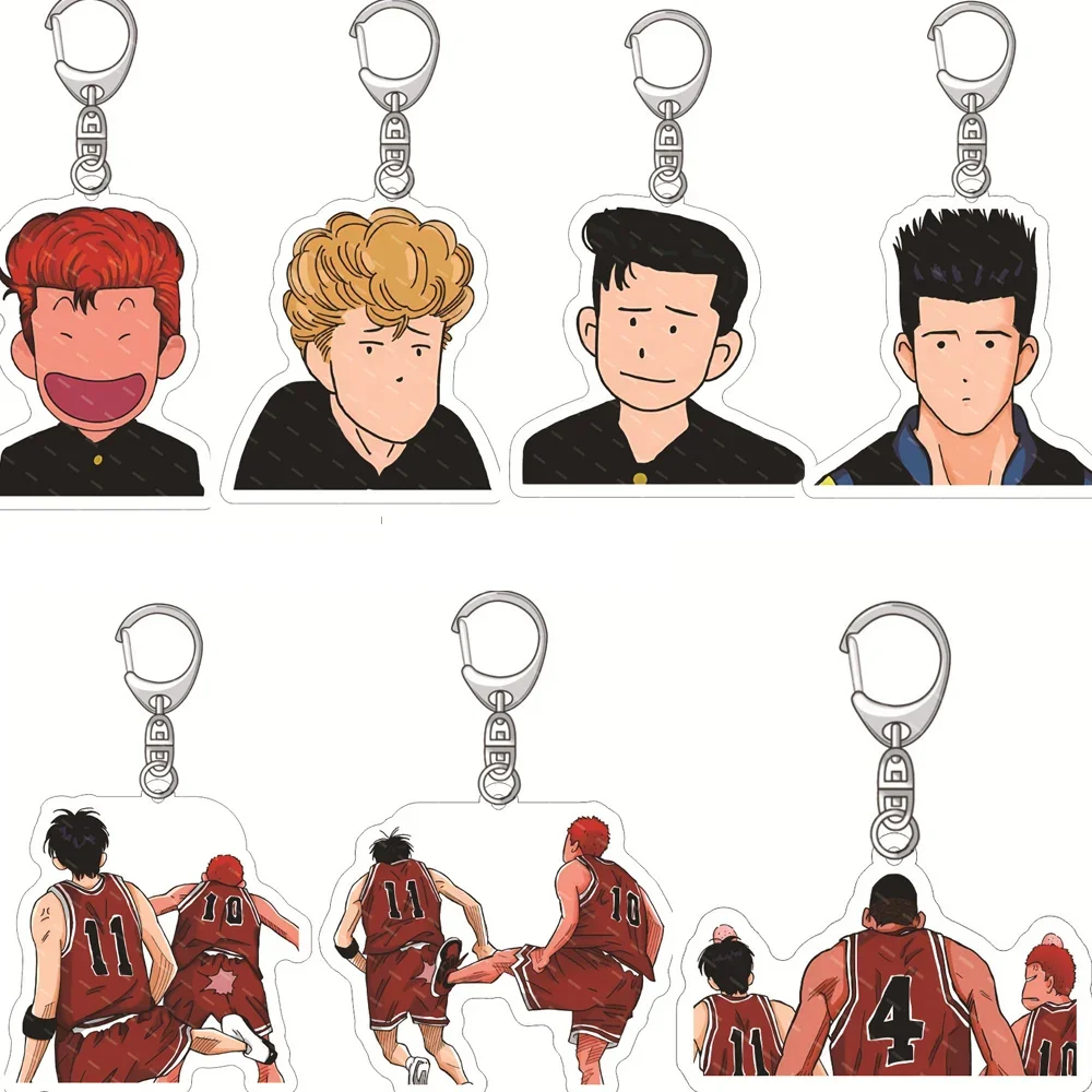 Japan Anime Cartoon Character Keychains Figure Sakuragi Hanamichi Kaede Rukawa Acrylic Keyrings Pendant Fans Collect