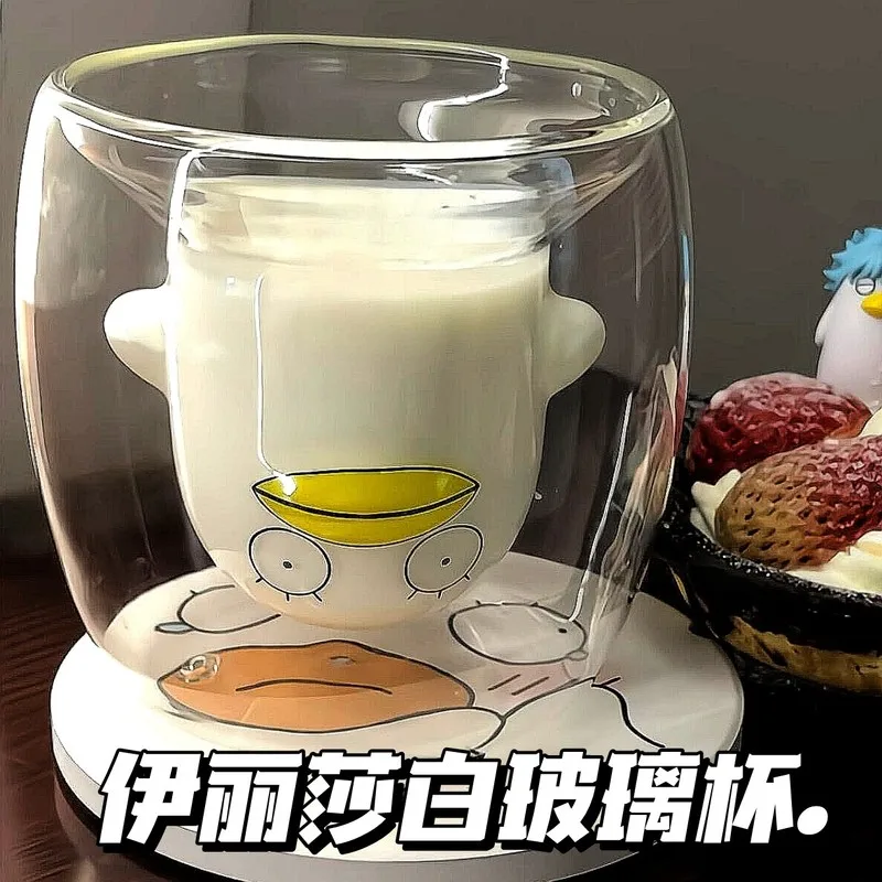 Neue Kawaii Gintama Elizabeth Doppelwandige Glasbecher Isolierte Großvolumige Neuartige Milchtee-Saft-Wasser-Tasse Geschenk für Anime-Fans