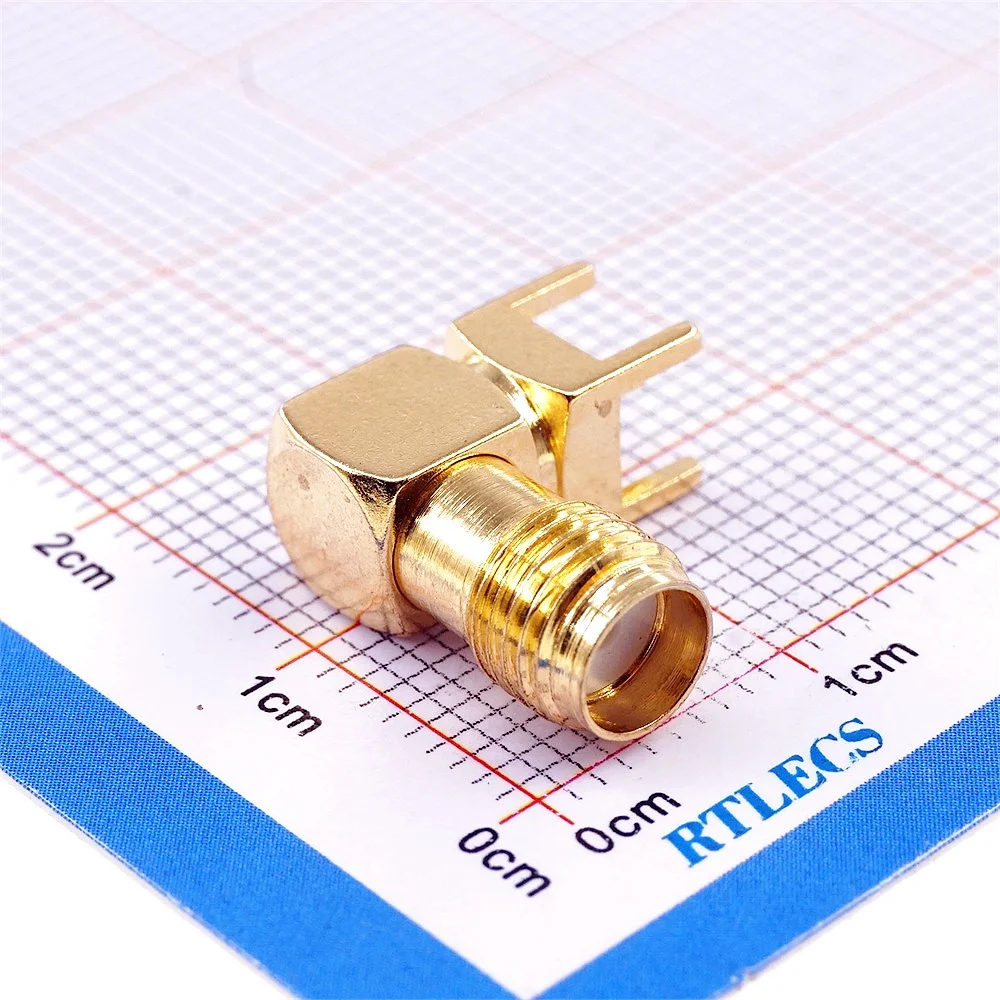 Imagem -03 - Soquete Sma Soquete Fêmea 50 Ohm Através do Buraco Ângulo Reto Solda Pcb Conector Coaxial de Montagem rf Recetáculo 1000 Peças