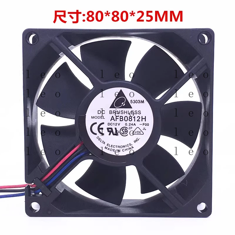 1PCS for Delta AFB0812H DC12V 0.24A 3-wire cooling fan 8025 8cm