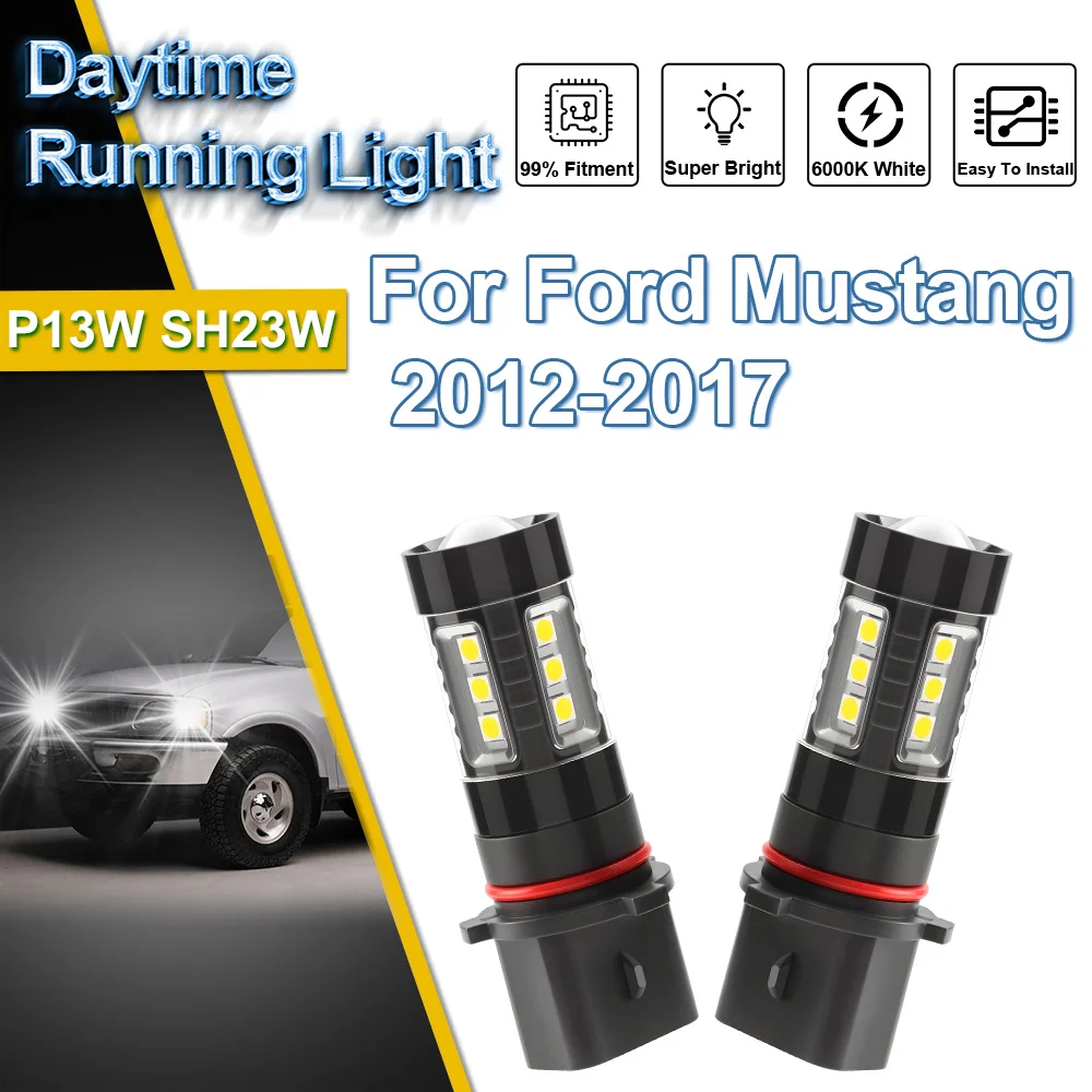 

Мини-мигающие светодиодные дневные ходовые огни для Ford Mustang 2012 2013 2014 2015 2016 2017, высокое качество, супер яркие, легко установить