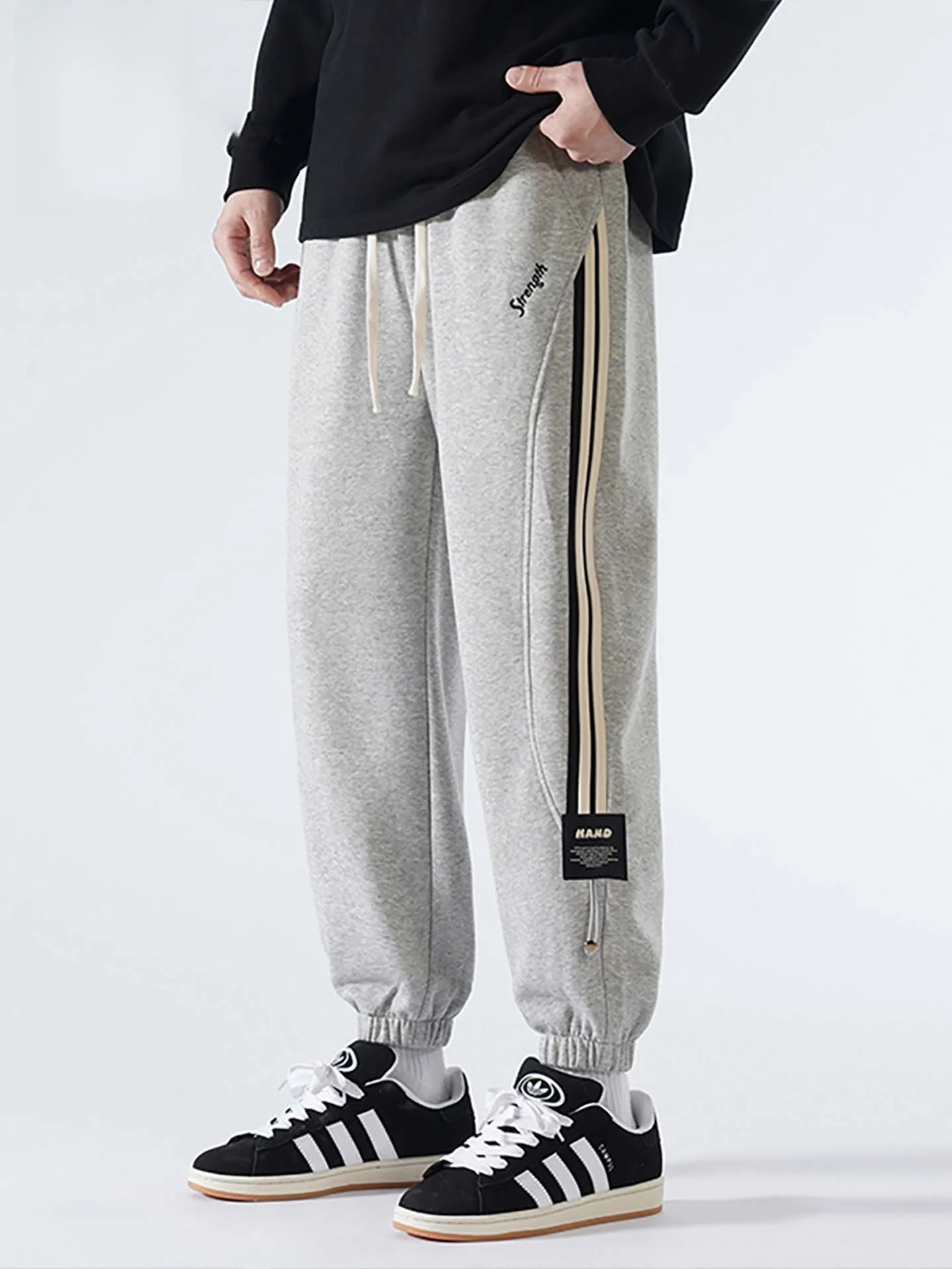

TUCANO Pure Cotton Striped Men's Casual Pants Loose Fit Faionable Large Size Long Sports Joggers Trendy Elastic Waist