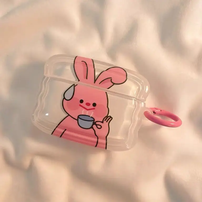 Apple Airpods 2および3用シリコンケース,ソフト漫画,韓国スタイル,Bluetoothおよびウェーブ