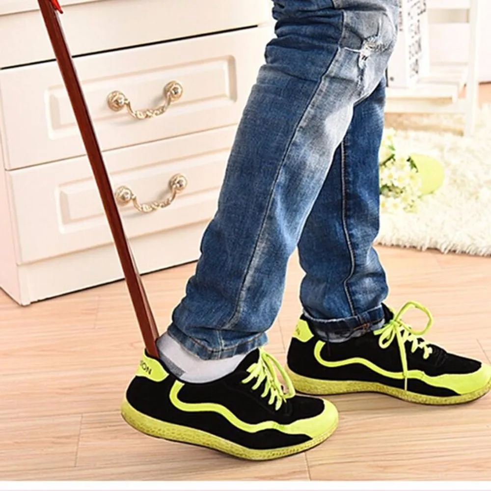 Portable Home Shoe Horns Long Handle Wooden Lifter AID Stick Professional Flexible Wooden Spoon