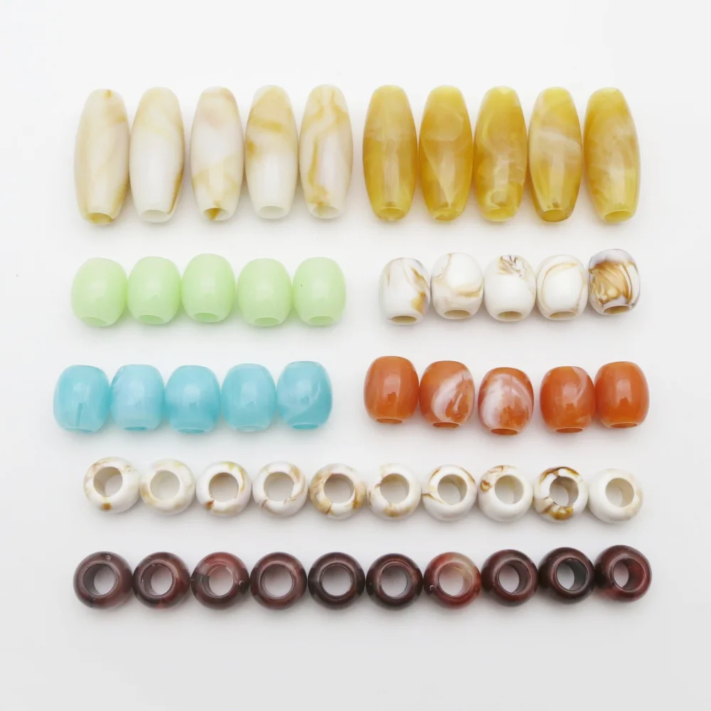 

50pcs Acrylic Big Hole Beads Crochet Hair braid Dreadlock Beads tube Jewelry making Bracelet necklace Accessory ﻿