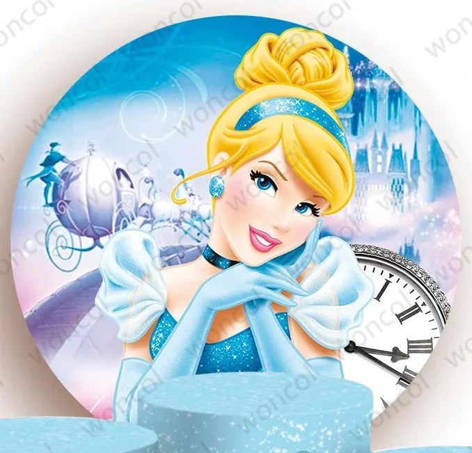 Disney Princess Cinderella Backdrop Girls Birthday Baby Shower Backdrop Cinderella Glass Slipper Cylinder Cover Decor Photo Prop