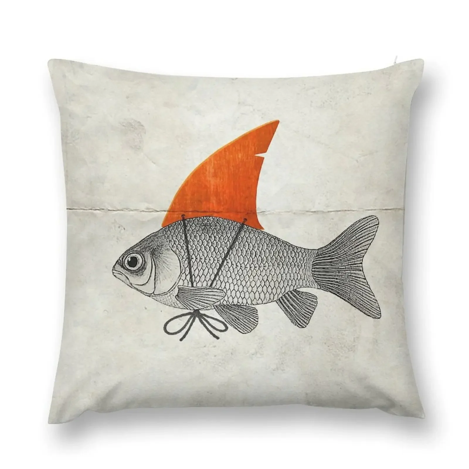 Goldfish with a Shark Fin Throw Pillow Throw Pillow Decorative pillow case Custom Cushion Photo