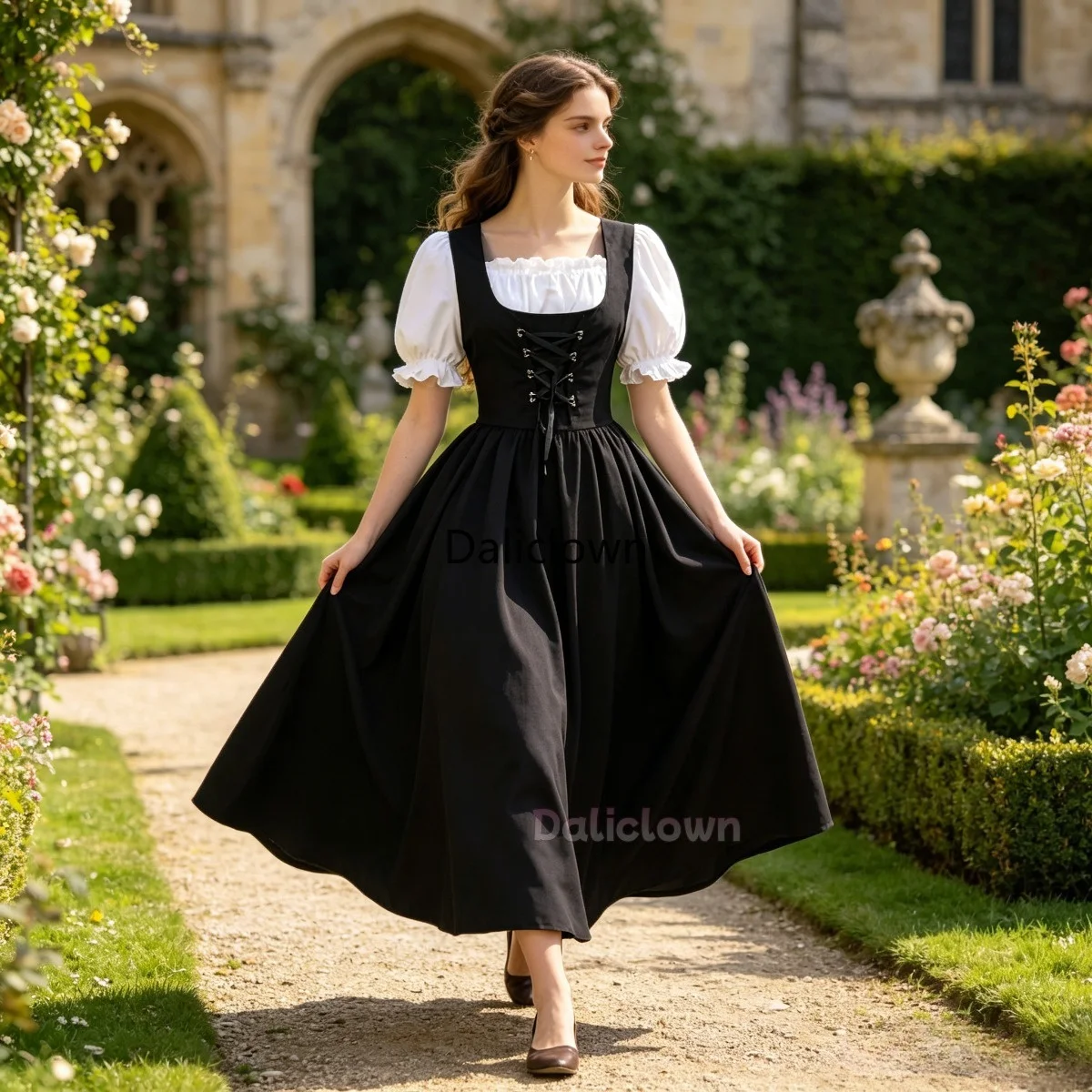 Anime Cosplay Plus Size - 女性ドイツディルンドルドレス中世ルネッサンスレースアップフェスティバルドレスオクトーバーフェスト衣装コスプレ衣装パーティープラスサイズドレス